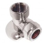PX15 chrome plated compression wallplate elbow 15mm x 3/4" male x 1/2" female