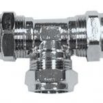 KwikPak compression chrome tee 15mm (Pk1)