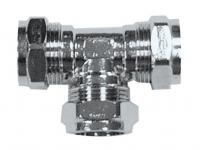 KwikPak compression chrome tee 15mm (Pk1)
