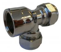 PX29 chrome plated compression threaded end tee 15mmx1/2"female x15mm