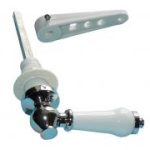WC cistern handle - white ceramic/chrome