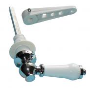 WC cistern handle - white ceramic/chrome