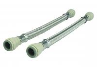 Speedfit braided hose & plastic iso valve 300mm long - 15mm x 1/2" tap connector