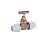PLASSON 9050 universal brass stoptap (compression ends)