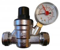 Primaflow pressure reducing valve c/w gauge 15/22mm compression
