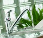 Platinum chrome monobloc kitchen sink mixer