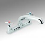 Cross head chrome 7" dualflow spout sink deck mixer