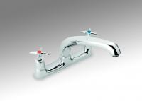 Cross head chrome 7" dualflow spout sink deck mixer