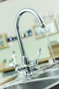 Cruciform chrome monobloc kitchen sink mixer
